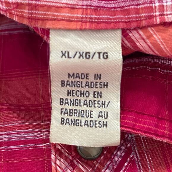 Wrangler Retro Boys Shirt Pearl Snap Red Plaid Western Long Sleeve Size XL - Picture 4 of 9